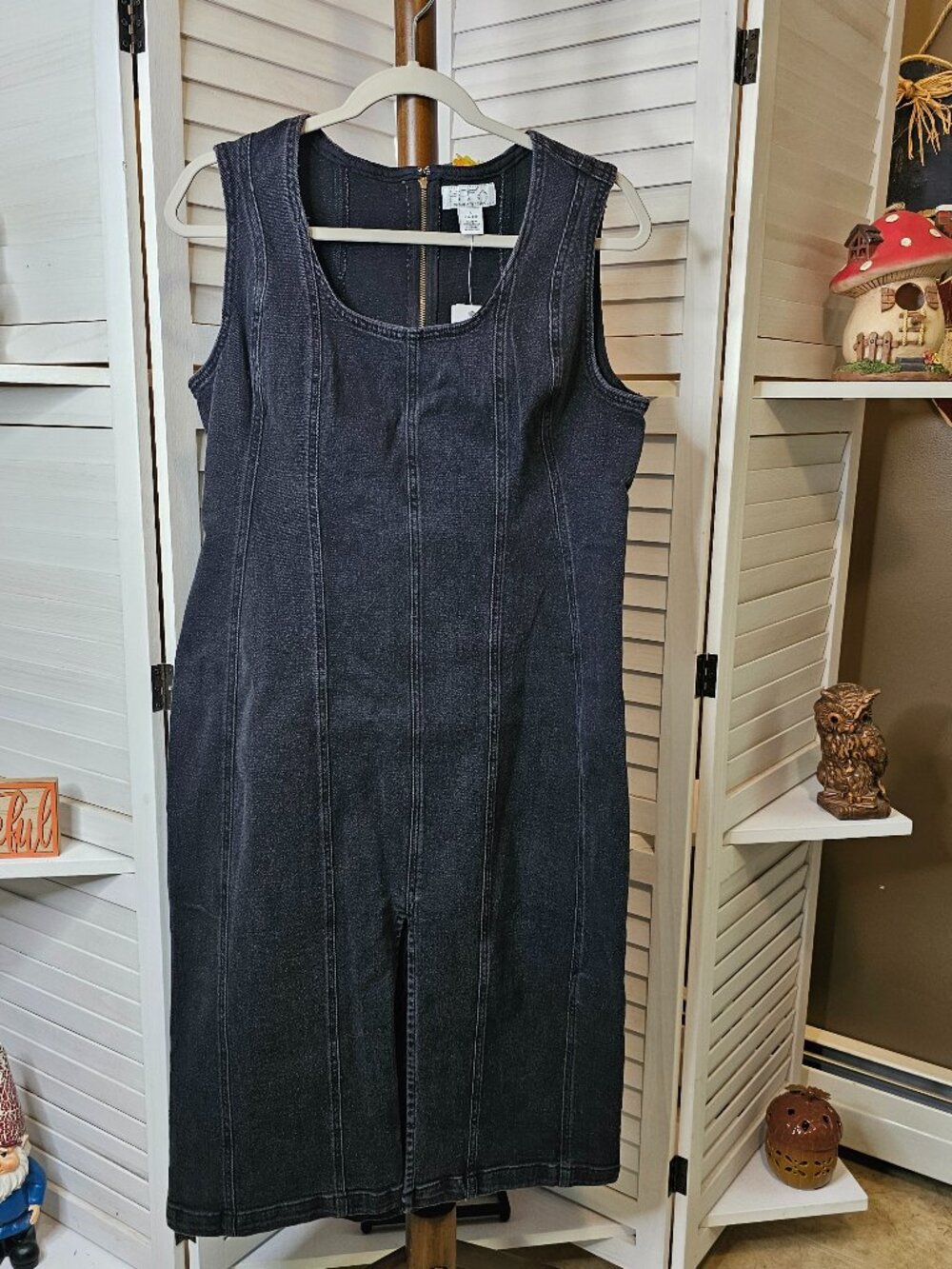 Sofia Jeans, L (12-14), Midi Blackwash Seamed Denim Dress, NWT